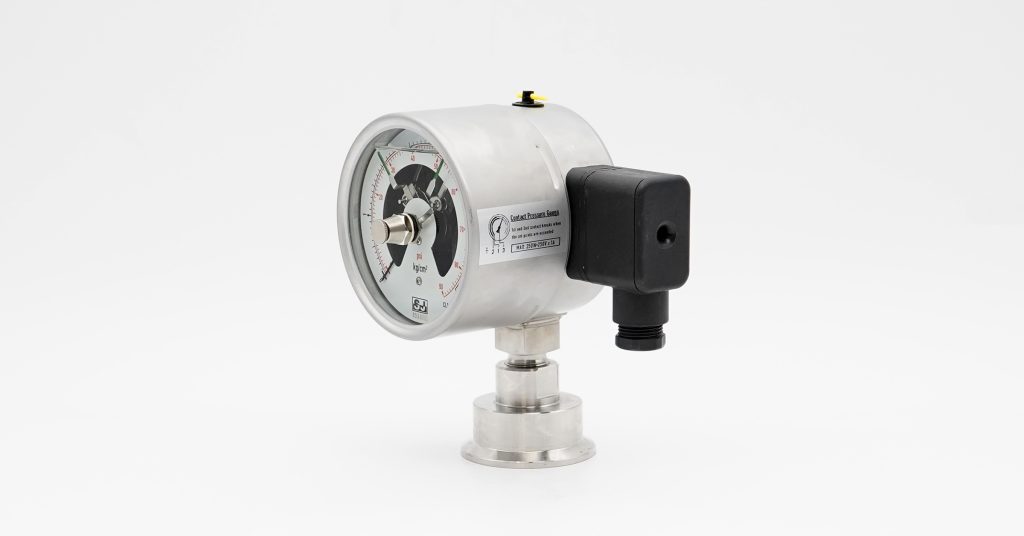 Double-connection Euro switch contact pressure gauge with tri-clamp diaphragm seal