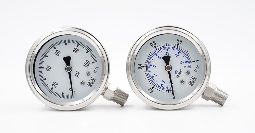Stainless steel pressure gauge, stainless steel case