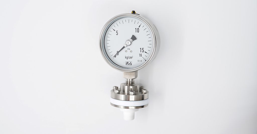 Upper-metal, Lower-housing PTFE Diaphragm Seal Pressure Gauge