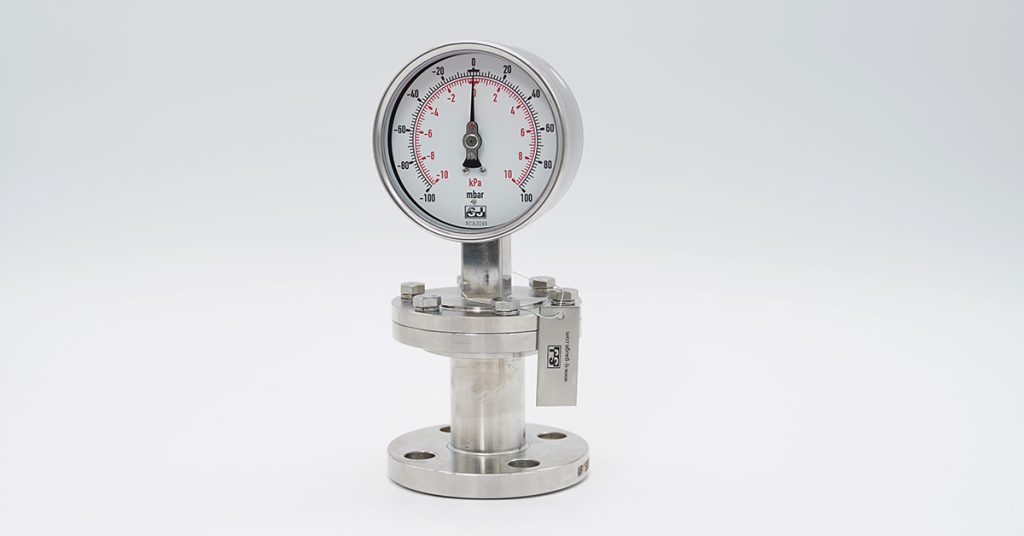 Diaphragm pressure gauge threaded bolt type