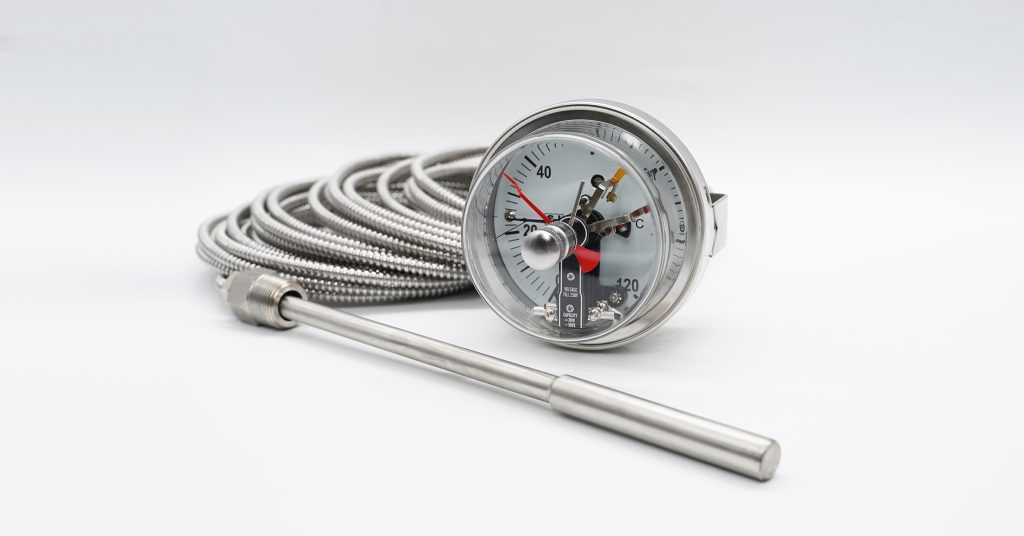 Thermometer with contact switch,drag pointer and zero set