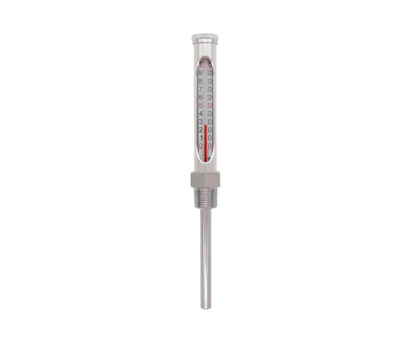 Glass Tube Thermometer with Metal Housing