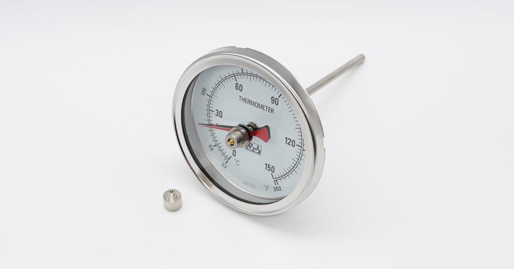 Thermometer back mount with red drag pointer
