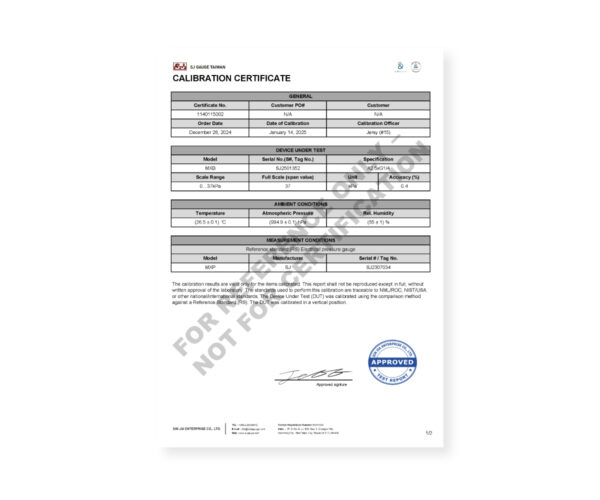 Calibration pressure