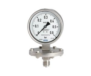 Diaphragm pressure gauge for the process industry Up to 10-fold overload safety, max. 40 bar
