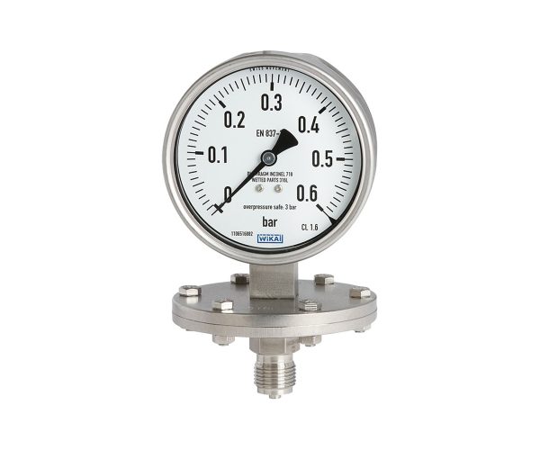 Diaphragm pressure gauge for the process industry Up to 10-fold overload safety, max. 40 bar